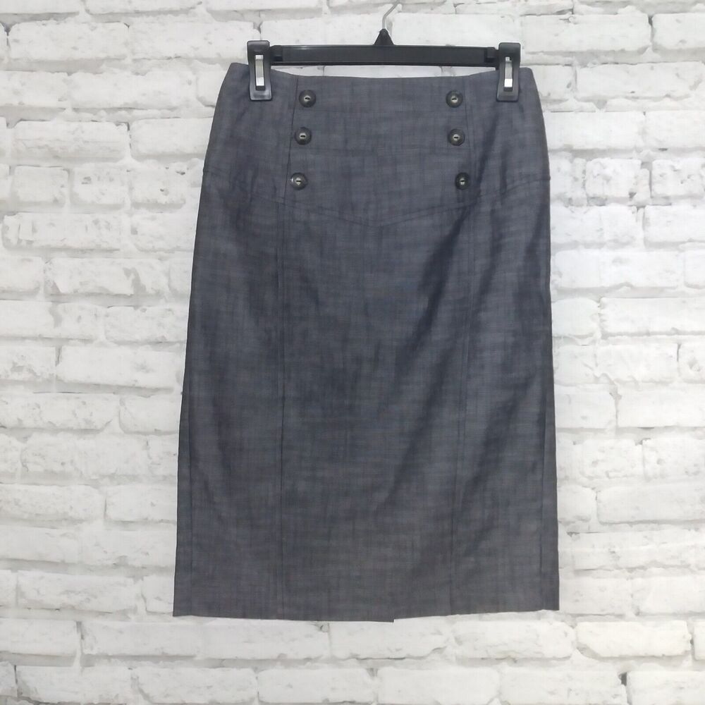 IZ Byer California Skirt Womens Juniors 7 Gray High Waisted Pencil Sailor Career